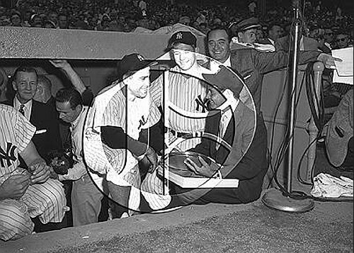 Yogi Berra, Mickey Mantle, Mel Allen and Eddie Fisher56N0324